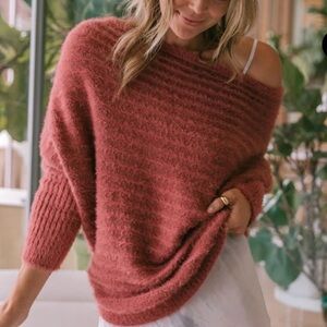 Lovestitch blissful fuzzy boatneck sweater